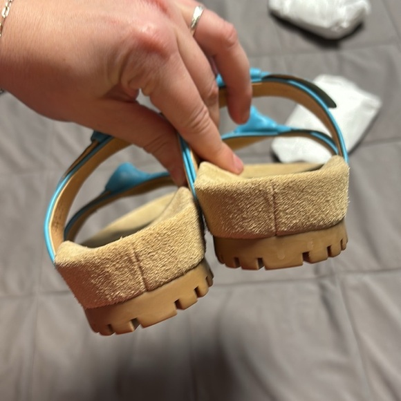 Jack Rogers Blue Turquoise Double Knotted Leather Comfort Sandals Size 6 NWOT - Picture 6 of 8